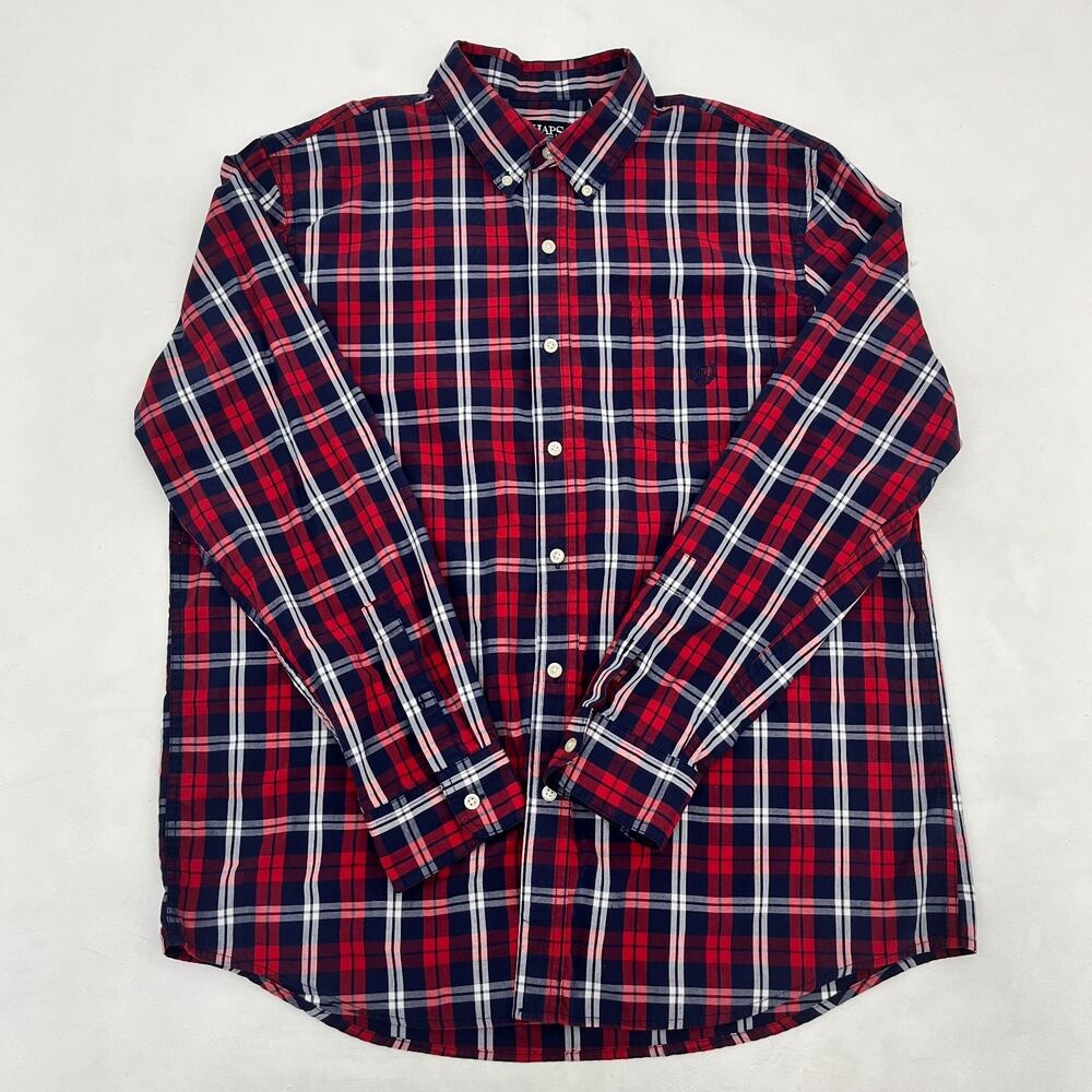 Chaps Mens‎ XL Button-Down Shirt Multicolor Classic Long Sleeve Plaid Easy Care